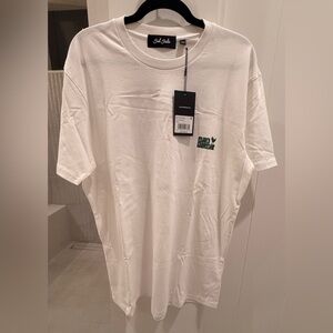 NWT Bad Birdie White Tee with Have a Bad Day Green Logo, Size Large